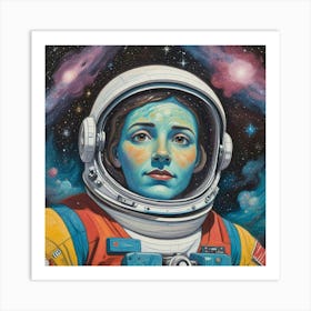 Cosmic Explorer Portrait Of An Astronaut Among The Stars (7) Art Print