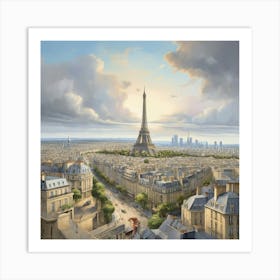 Paris Skyline art print Art Print