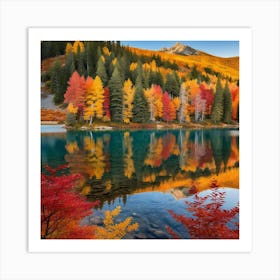 Autumn Trees Reflected In A Lake Art Print