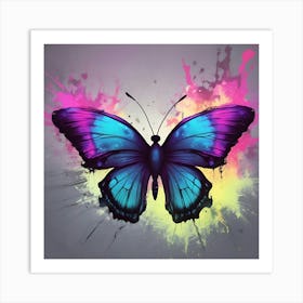 Butterfly With Paint Splashes 12 Art Print