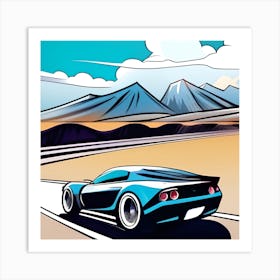 Car Racing In The Desert Art Print