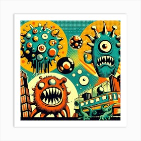 Monsters In The City 1 Art Print