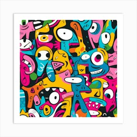 Doodle Monsters Art Print