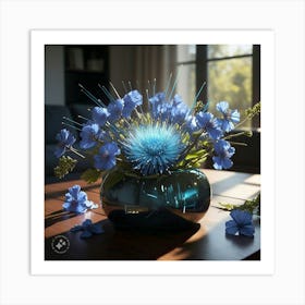 Blue Flowers In A Vase Art Print