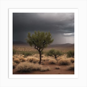 Stormy Sky In The Desert Art Print