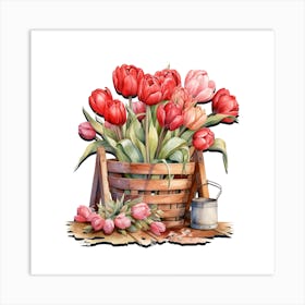 Tulip Garden Watercolor Art Print