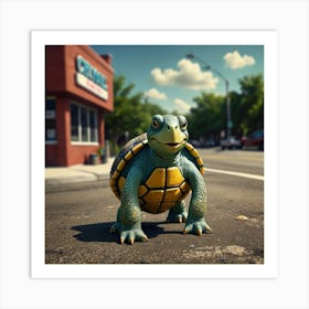 Turtle On The Street Art Print