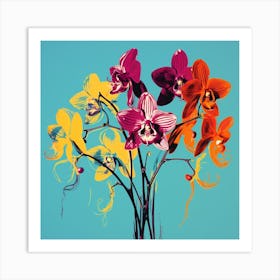 Andy Warhol Style Pop Art Flowers Monkey Orchid 2 Square Art Print