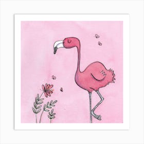 Fiona Flamingo Square Art Print