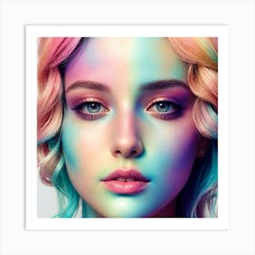 Young Woman With Colorful Makeup 1 Art Print