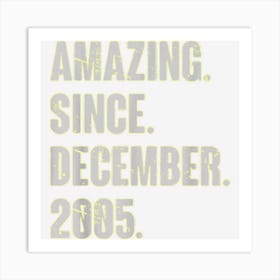 Amazing Since December 2005 17 Year Old 17th Birthday Funny Art Print