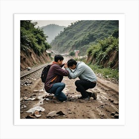 A Person Help Another Person Life Style Photography Art Print