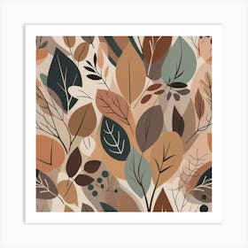 Autumn Leaves Seamless Pattern 1 Art Print