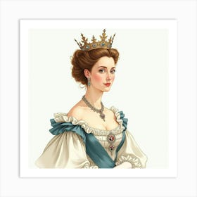 Graceful Watercolor Of Queen Elizabeth I, Capturing Her Elegant Demeanor 1 Art Print