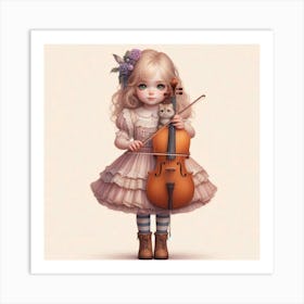 Little Girl Playing Cello Art Print