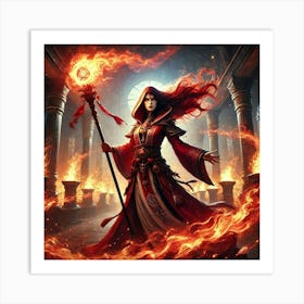 Priestess Kaida Crimson Flame Art Print