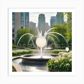 Fountain In Chicago Art Print