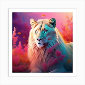 Lion In The Sunset Art Print