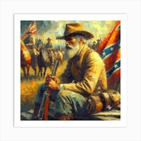 Confederate Soldier Oil Texture Art Print