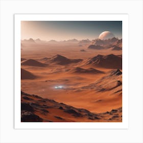 Sci-fi landscapes on distant planets, generated by AI Art Print