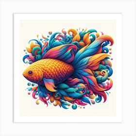 Something Fishy 1/4 (colourful rainbow sea river wall art decoration) Art Print