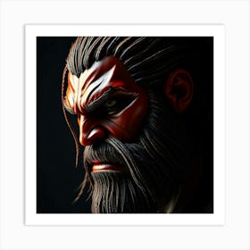 Portrait Of A Red Fantasy Warrior Art Print