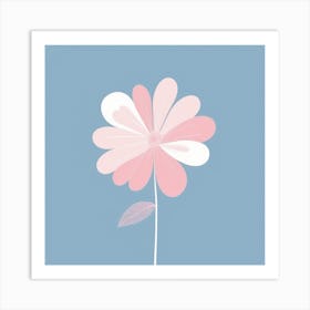 A White And Pink Flower In Minimalist Style Square Composition 467 Art Print