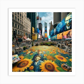 Van Gogh Painted A Sunflower Field In The Heart Of Times Square 2 Art Print