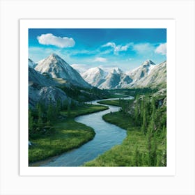 River In The Mountains Art Print