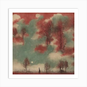 Eldritch Lullaby in Crimson Hues Art Print