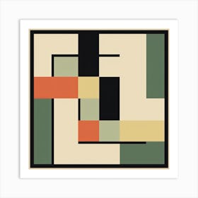 Green Squares Geometric Minimalism Art Print