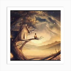 Tree House In The Sky Art Print