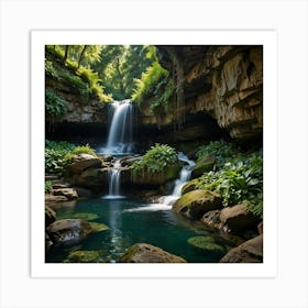 Waterfall In The Forest 61 Art Print