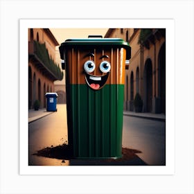 Happy Garbage Can 1 Art Print