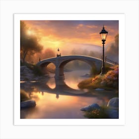 Bridge Over The River Landscape 3 Art Print