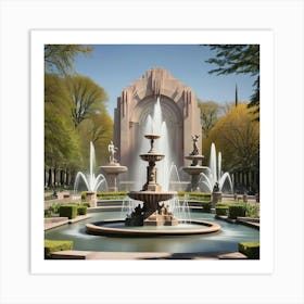 Fountain In The Park 6 Art Print