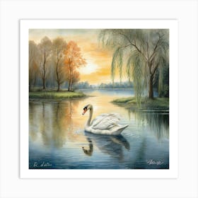 Swan On The Lake Art Print