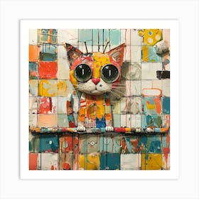 Cat On The Wall Art Print