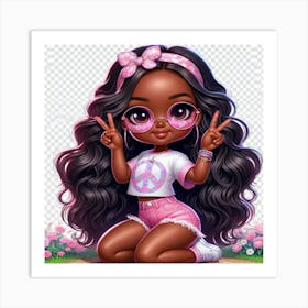 Black Girl With Peace Sign Art Print