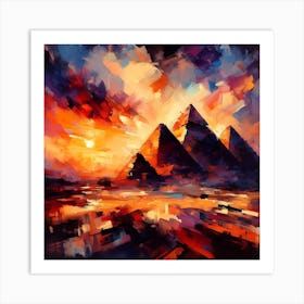 Pyramids At Sunset Art Print