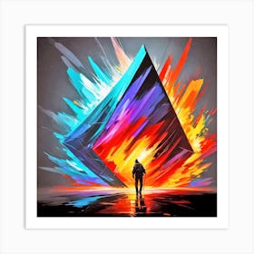 Man In Front Of A Colorful Diamond Art Print