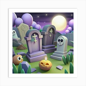 Halloween Graveyard Art Print