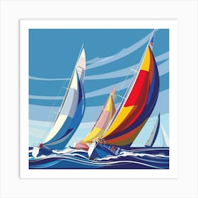 Sailboats In The Ocean 4 Art Print