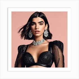 dua lipa colourful art print portrait 6 Art Print