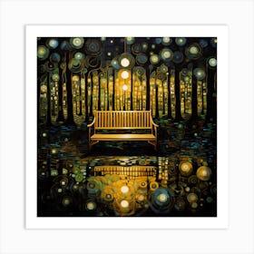 Park Bench At Night 2 Art Print