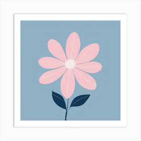 A White And Pink Flower In Minimalist Style Square Composition 437 Art Print