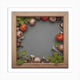 Wooden Frame With Vegetables Art Print