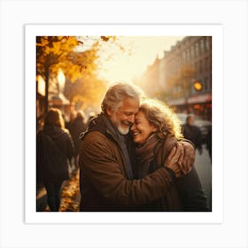 A Warm Spontaneous Hug Exchanged Between Two Old Friends Their Smiles Radiating Gratitude And Mutu 2 2 Art Print