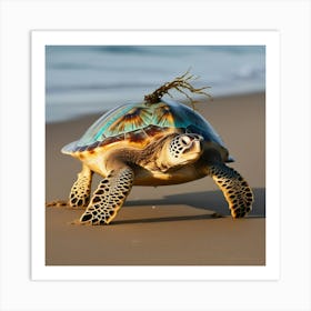 Turtle On The Beach Art Print