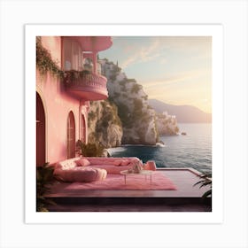 Pink Couch On The Balcony Art Print